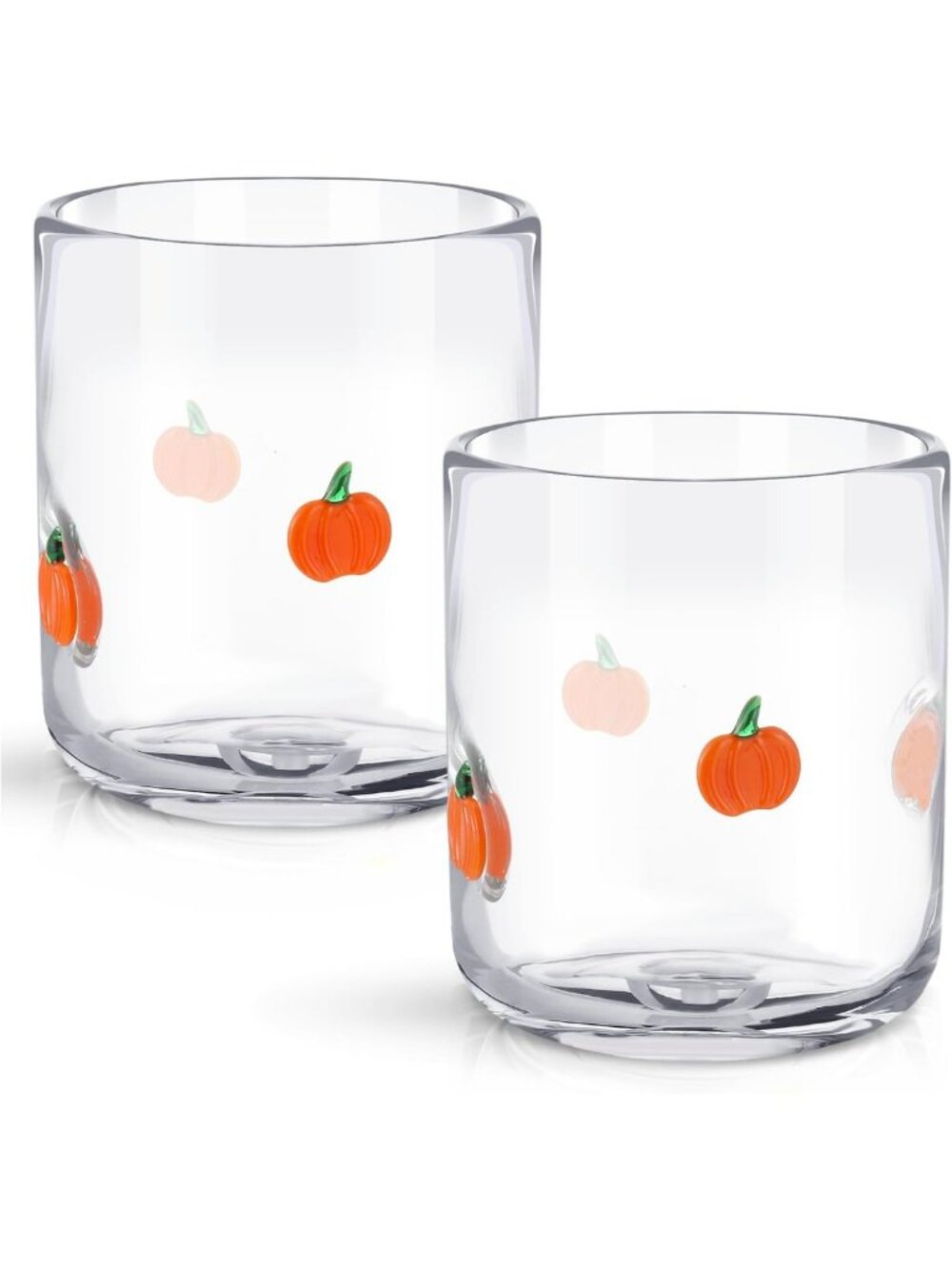 Set of 2 Pumpkin Icon Juice Glasses - Fun Fall Decor for Drinks & Parties